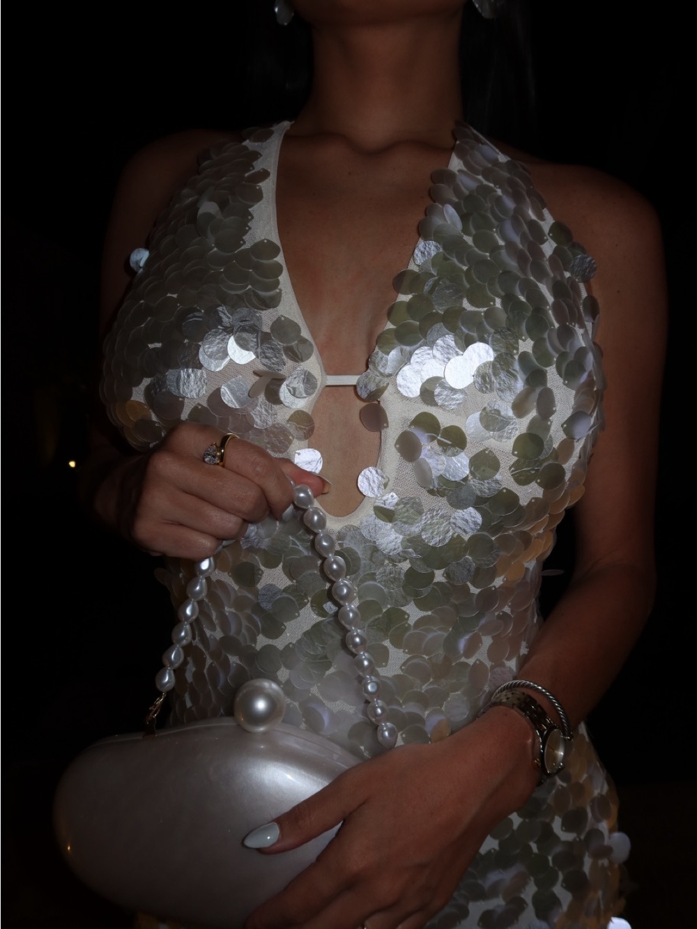 Hello Molly Gold Sequin Halter Maxi Dress - Picture 4 of 5